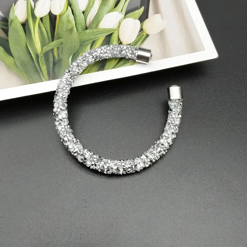 Комплект модных браслетов Кристальные серьги браслеты ювелирные изделия Круглый Открытый браслет серьги подарок для свадьбы - Окраска металла: bangle
