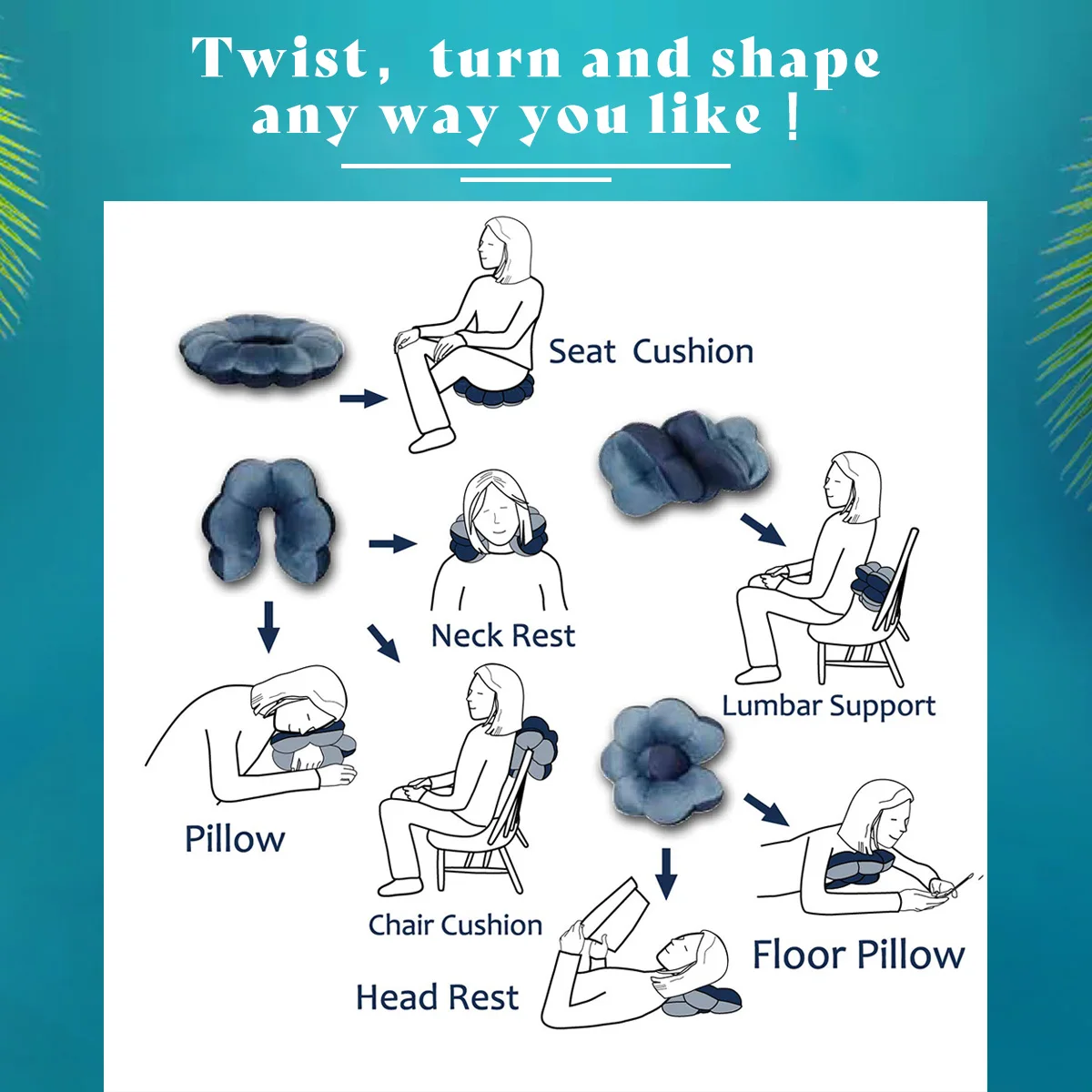 Total Pillow portable on luggage for multi-functional rest lumbar