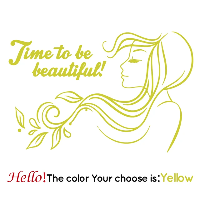 Fun Beautifil girl Wall Sticker Home Decor Decals For Woman Bedroom Vinyl Stickers Woman Beauty Quote Wallpaper Poster Mural Yellow