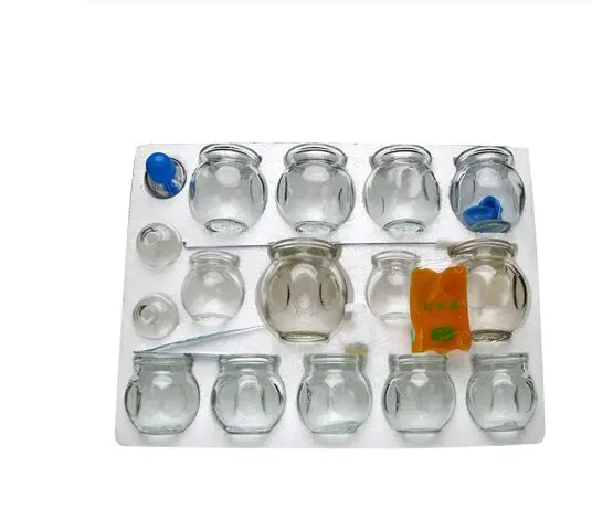 14 and 2silicone can 8 шт./14 шт. Массажная чашка присоска вакуумные стеклянные банки тело медицинская вакуумная банка лечебный колпачок наборы корпус иглоукалывания массаж спины - Цвет: 14 and 2silicone can