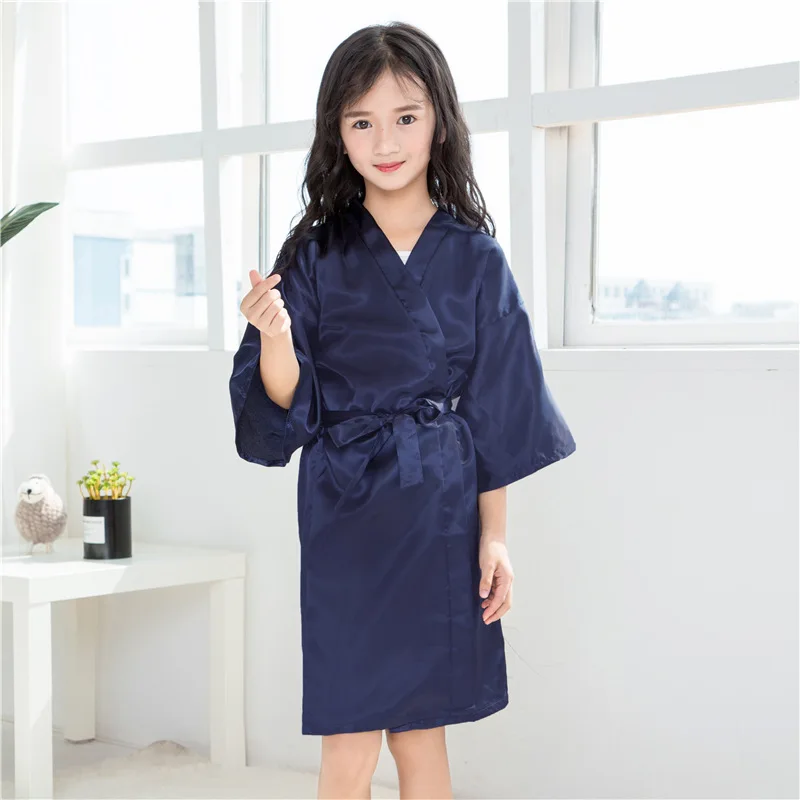 

Silky Sleepwear Nightgown Flower Girl Wedding Robe Child Lounge Pajamas Home Clothing Kimono Bathrobe Gown Intimate Lingerie