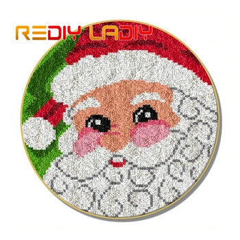 

Latch Hook Rug Happy Santa Crocheting Carpet Rug Acrylic Yarn Pre-Printed Canvas Cushion Mat Crochet Tapestry Latched Hook Kits