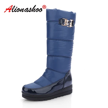 

Drop Shipping Snow Boots Women Faux Fur Increased Heels Warm Fur Inside Solid Winter Boots Female Shoes Woman Large Size 34-43