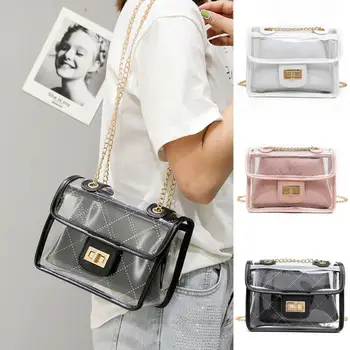 

Women Hand Bags Transparent Handbag Shoulder Bag Clear Jelly Purse Clutch Tote Messenger Bag /BL1