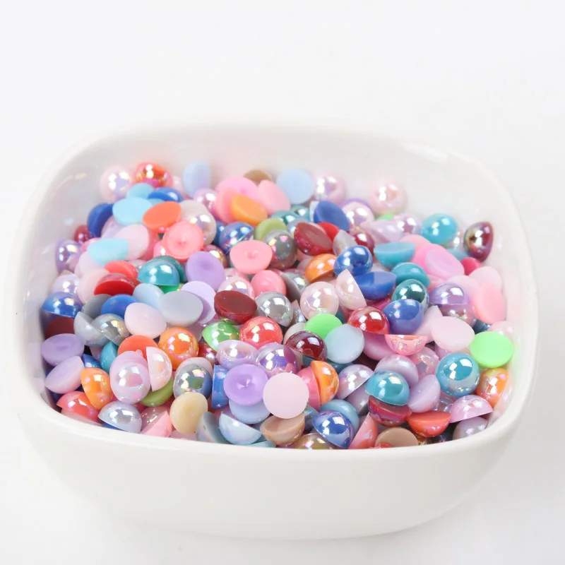 

(3-122mm) AB White Ivory Random Mixed Color Flatback Half Round Pearl Craft ABS Imitation Pearl Resin Scrapbook Beads DIY Decor