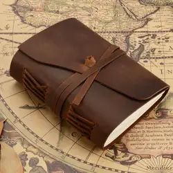 Винтажный ручной работы из натуральной яловой кожи дорожная записная книжка дневник блокнот