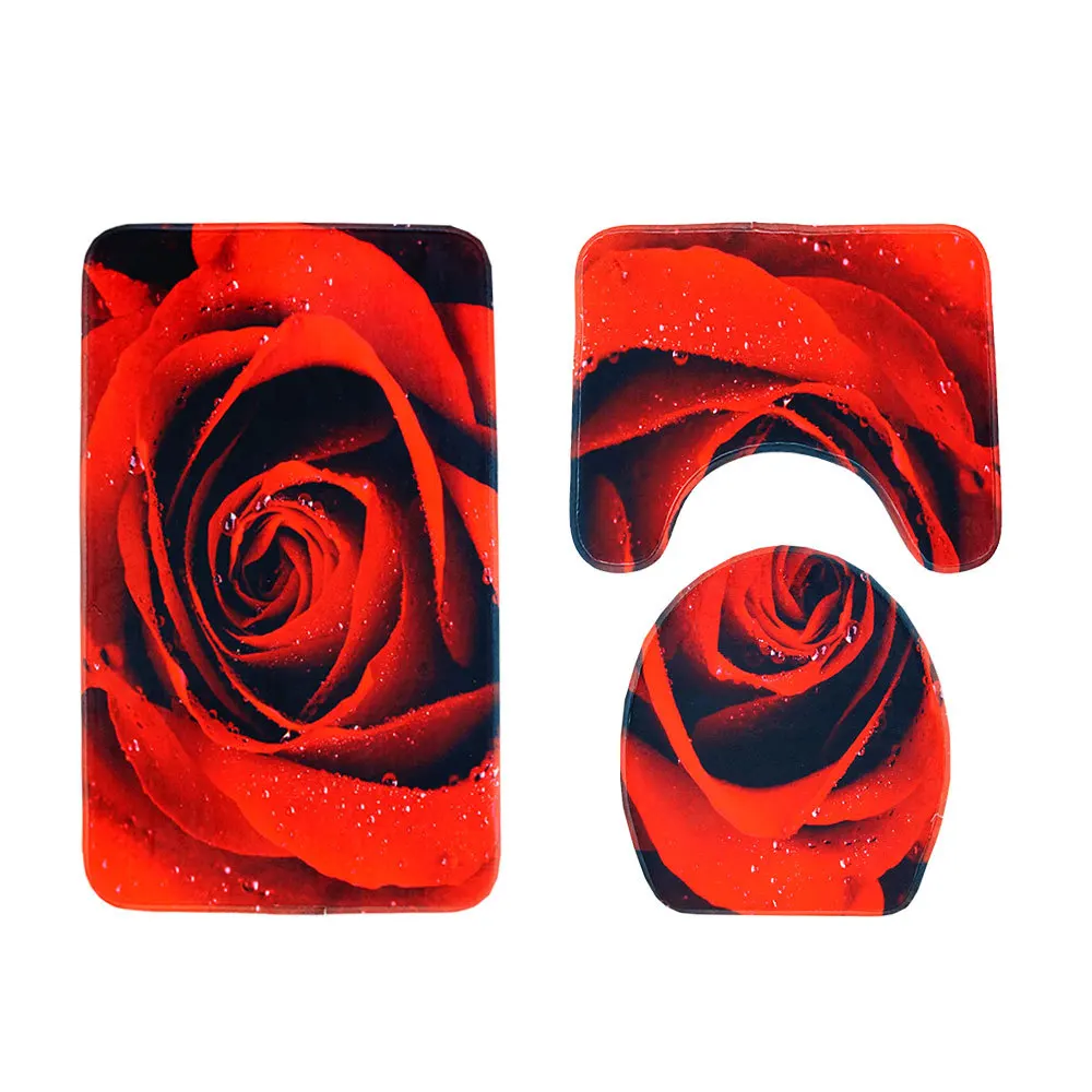 Rose 03 Zeegle коврик для ванной комнаты с принтом розы, коврик для туалета, 3 шт., ковер для ванной, коврики для ванной, Противоскользящие коврики для душевой комнаты, коврик для ванной комнаты - Цвет: Rose 03