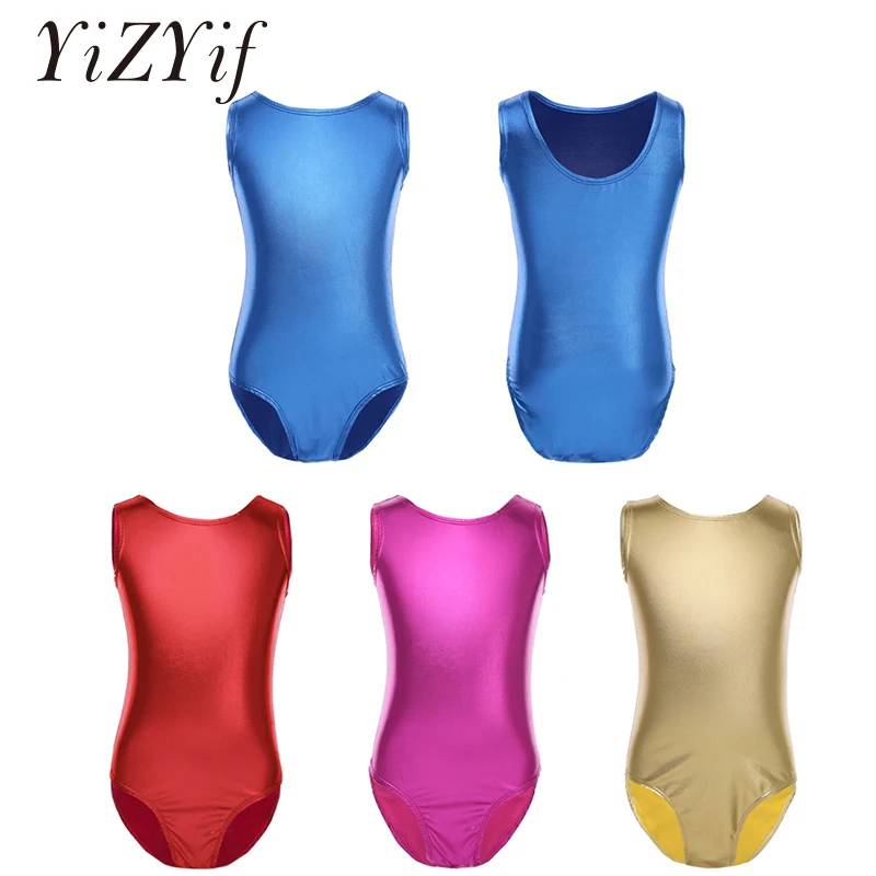 

Ballet Leotards Girls Kids Patent Leather Leotard bodysuits ballet dancewear Sleeveless Gymnastics Leotard Ballet Dance Jumpsuit