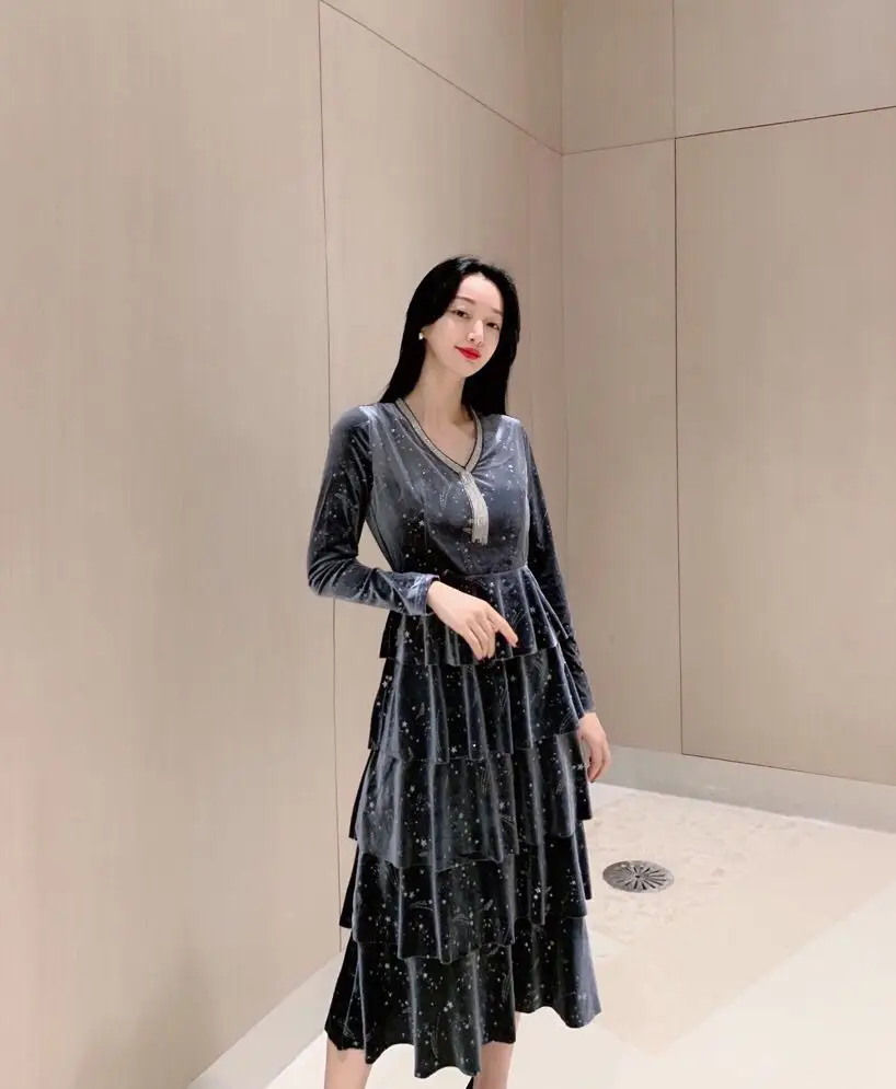 AH10668 High quality New Fashion Women spring Dress Luxury famous Brand European Design party style dress