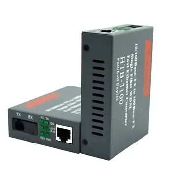 

2Pcs HTB-3100A/B 10/100Mbps RJ45 Single Mode Optical Fiber Converter Transceiver
