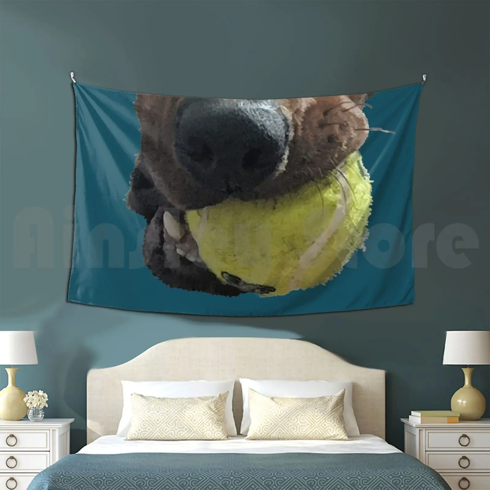 Rhodesian Ridgeback At Play Arazzo Soggiorno Camera Da Letto Rhodesian Ridgeback Dog Gioca Giocare A Tennis Ball Caccia Cane Leone