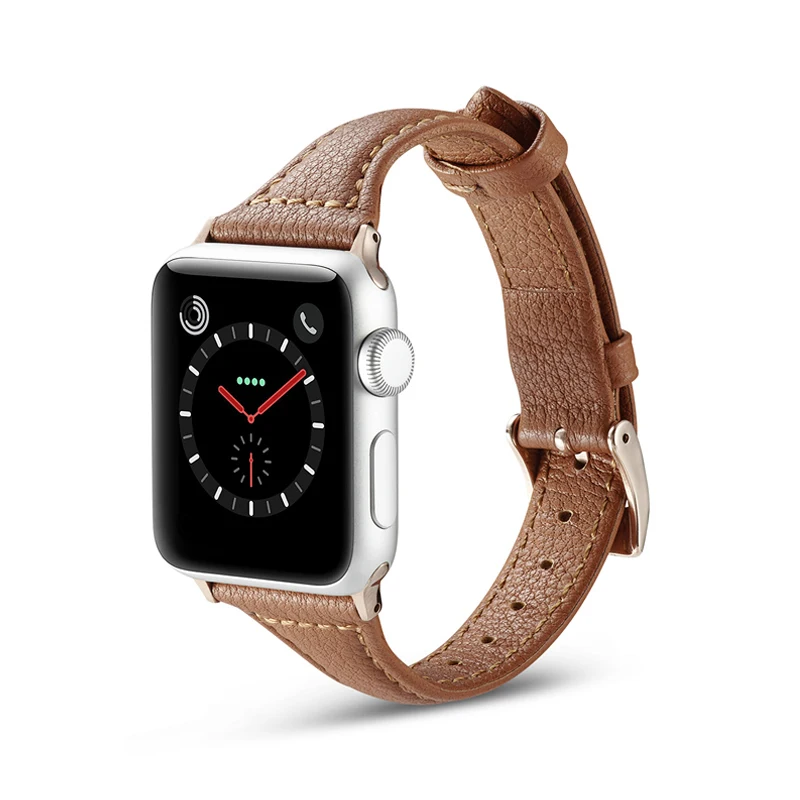 Тонкий кожаный ремешок для apple watch band 44 мм 40 42 38 браслет iwatch 6/5/4/3/2/1|Ремешки часов| |