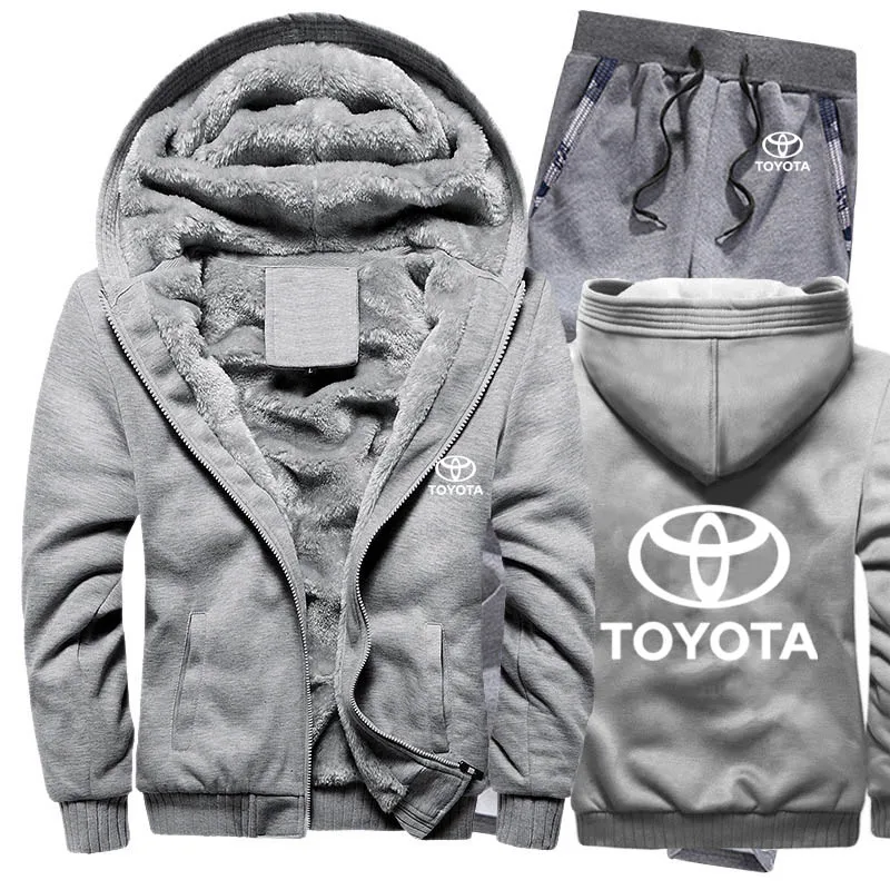 Мужские толстовки с капюшоном с логотипом Toyota, мужские толстовки с капюшоном, зимний утепленный флисовый хлопковый спортивный костюм на молнии, мужская куртка+ штаны, 2 шт. s - Цвет: 821