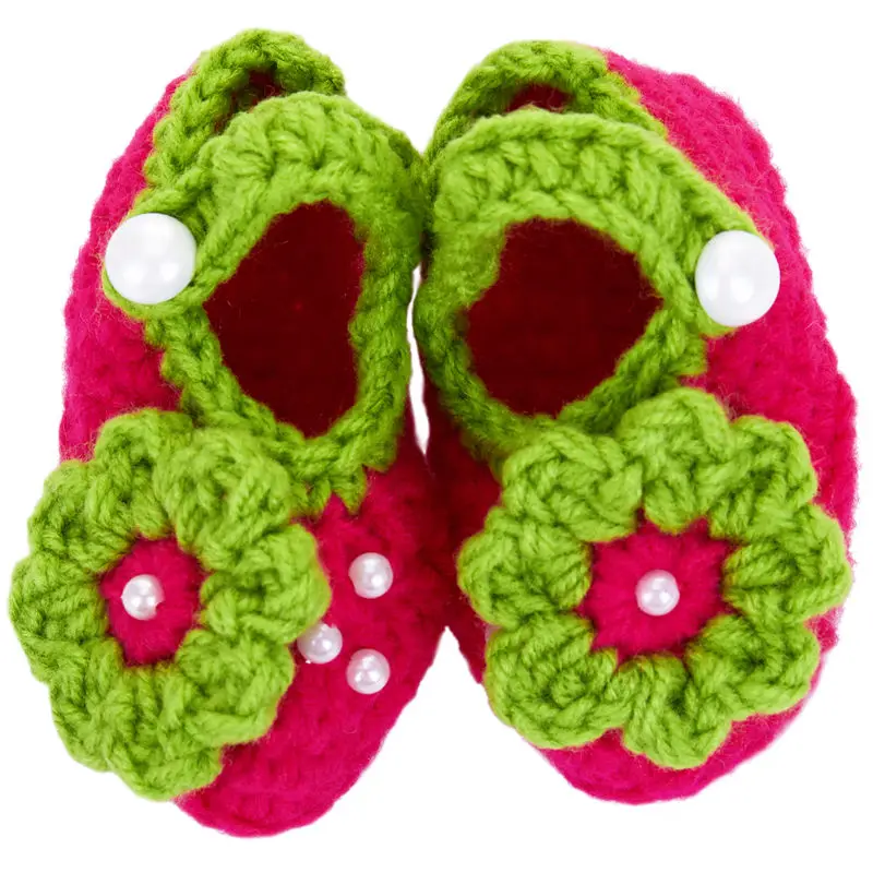 Вязаные носки для новорожденных девочек с жемчужинами и цветами; носки для новорожденных; обувь для новорожденных; Возраст 0-12 месяцев(тип 4