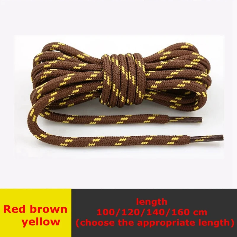 Red brown yellow 1 пара высокой плотности плетения шнурки круглые тонкая текстура шнурки на открытом воздухе на каждый день; свободные кроссовки; ботинки обувь на шнурках; 100/120/140/160 см - Цвет: Red brown yellow