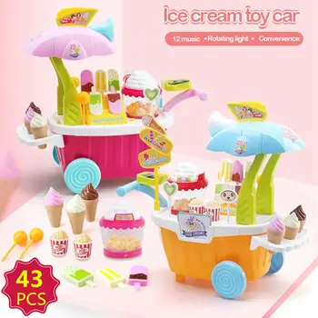 

1 set of rose red children's simulation kitchen cutlery set popcorn dessert trolley educational toys set