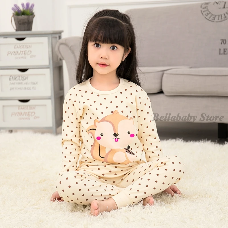 Baby Boy Girl Pajama Sets Korean Spring Pajamas For Kids Sleepwear Set Cotton Cartoon Cow Night Outfits Autumn Children Clothing Sleepwear & Robes cheap