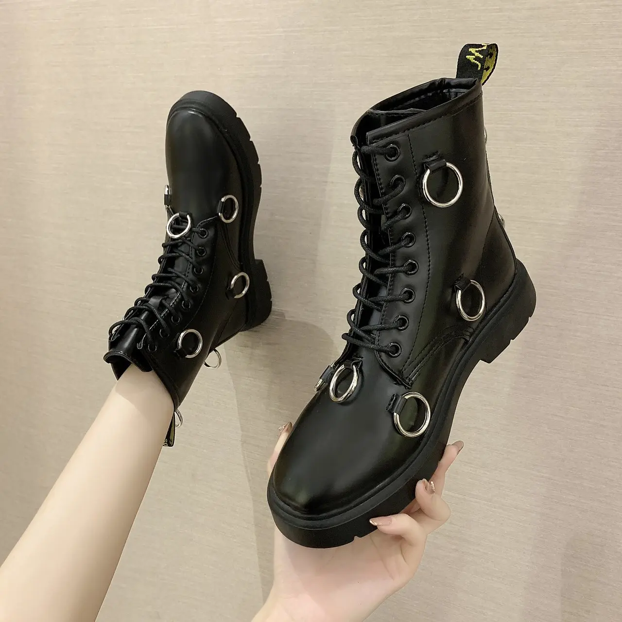 Boots Female Women Shoes Ankle Boots 2020 Autumn British Wind Fashion Leather Short Boots Winter Warm Motorcycle Boots for Woman