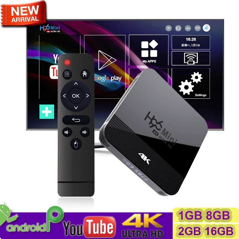 

New Arrive H96 mini H8 4K OTT Box 2GB DDR3 16GB Rom android 9.0 tv box 2.4G/5G WiFi BT4.0 youtube 4K 1080P Media player H96 Max