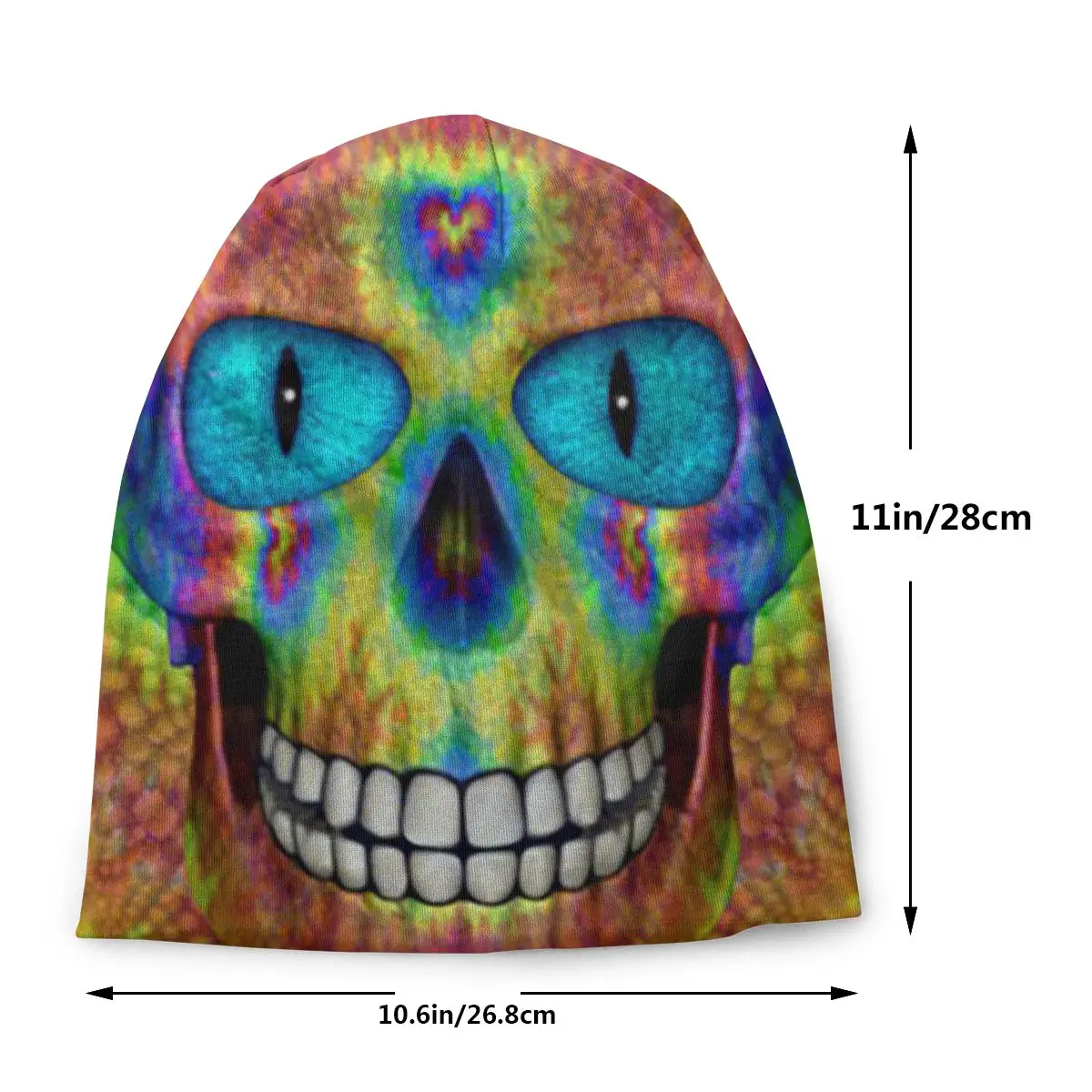 Tie Dye Skull Dead Zombie, унисекс, для взрослых, Повседневная шапка, зимняя теплая вязаная Лыжная шапка с рукавом Skully Beanies