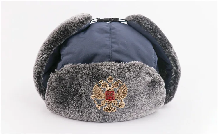 WZCX Military Russia Badge Pilot Bomber Hat Ushanka Keep Warm Waterproof Windproof Outdoor Earflap Men Snow Caps white camo bomber hat