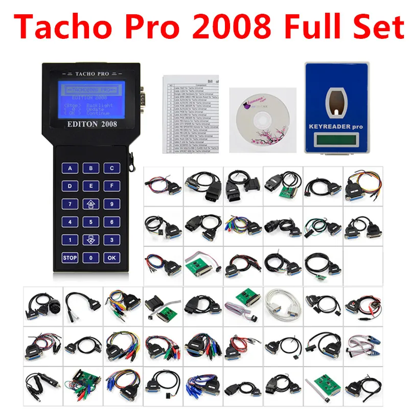 Высокое качество Tacho Pro 2008 July универсальный программатор Tacho PRO 2008 Коррекция одометра Tacho Универсальный 2008 тахограмма - Цвет: Tacho 2008 full set