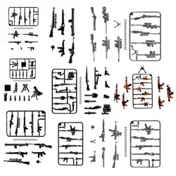 WW2 военное оружие, строительные блоки пакет мс армии аксессуаров Солдат Рисунок пистолет городская полиция SWAT командные игрушки