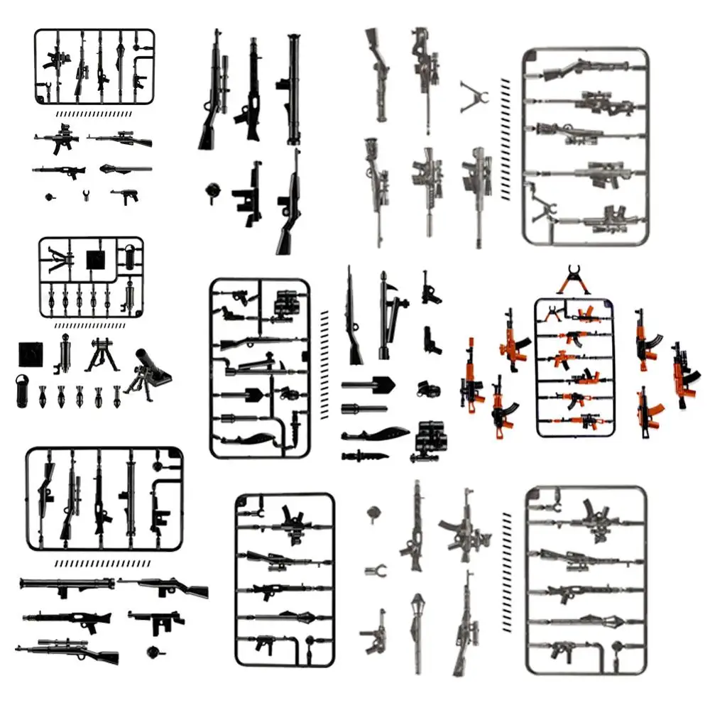 

WW2 Military Weapon Building Blocks Pack MOC Army Accessory Soldier Figure Gun City Police SWAT Team Toys Compatible zk26
