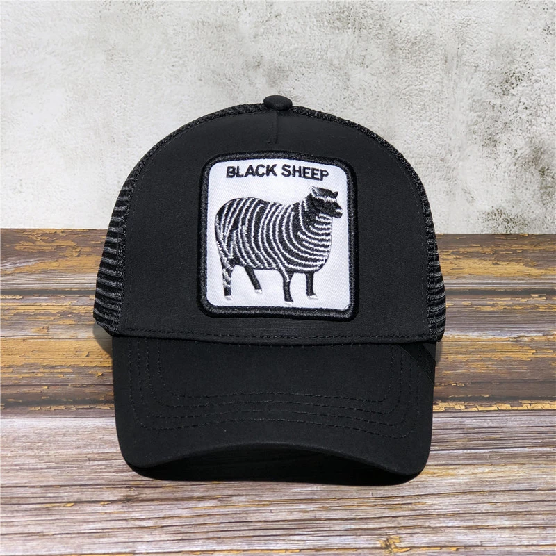 black BLACK SHEEP Новинка Goorin петухи Животные вышивка кожа сетка Бейсболка унисекс кепки s для женщин мужчин Snapback кепки папа шляпа летние регулируемые шапки - Цвет: black BLACK SHEEP