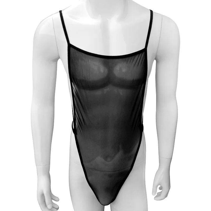 

Brand Men Bodysuit Bodyshaper Sexy panties For Male underwear Black See Thru Tight gauze translucent bodysuit Sissy Mankini