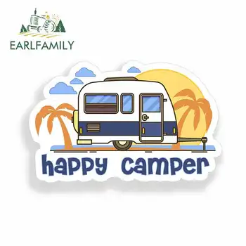 13cm x 8.3cm for Happy Camper Funny Car Stickers Bumper RV VAN