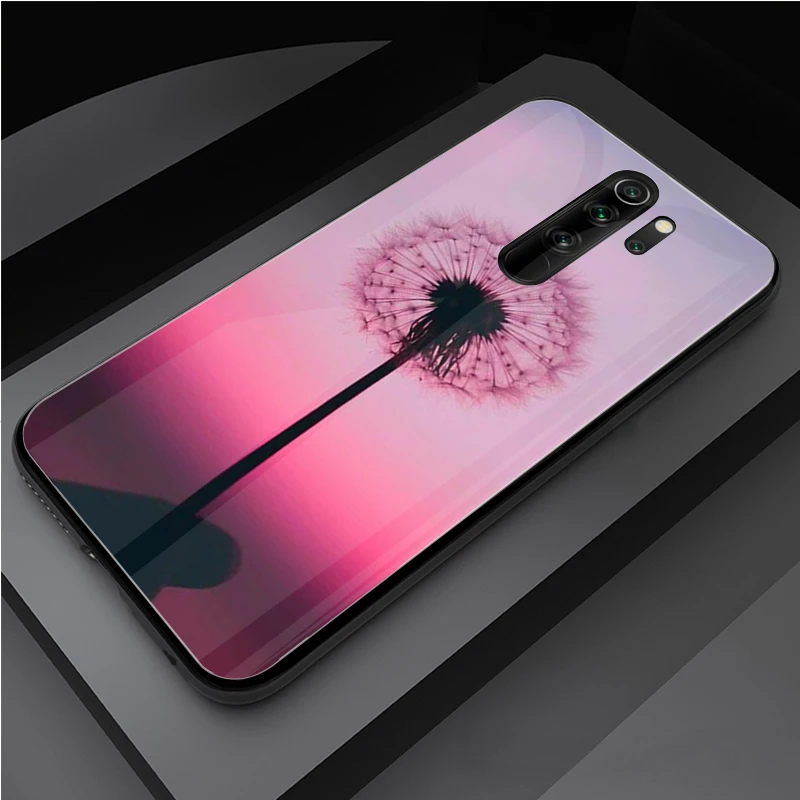 leather case for xiaomi Dandelion flower Tempered Glass Phone Case For Redmi Note 5 6 7 8 9 Pro Note8T Note9S Redmi8 9 Cover Shell xiaomi leather case custom Cases For Xiaomi