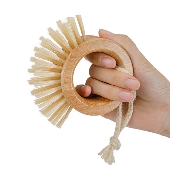 

Pot Brush Bamboo Round Mini Scrub Brush Natural Scrub Brush Wet Cleaning Scrubber For Wash Dishes Pots Pans And Vegetables