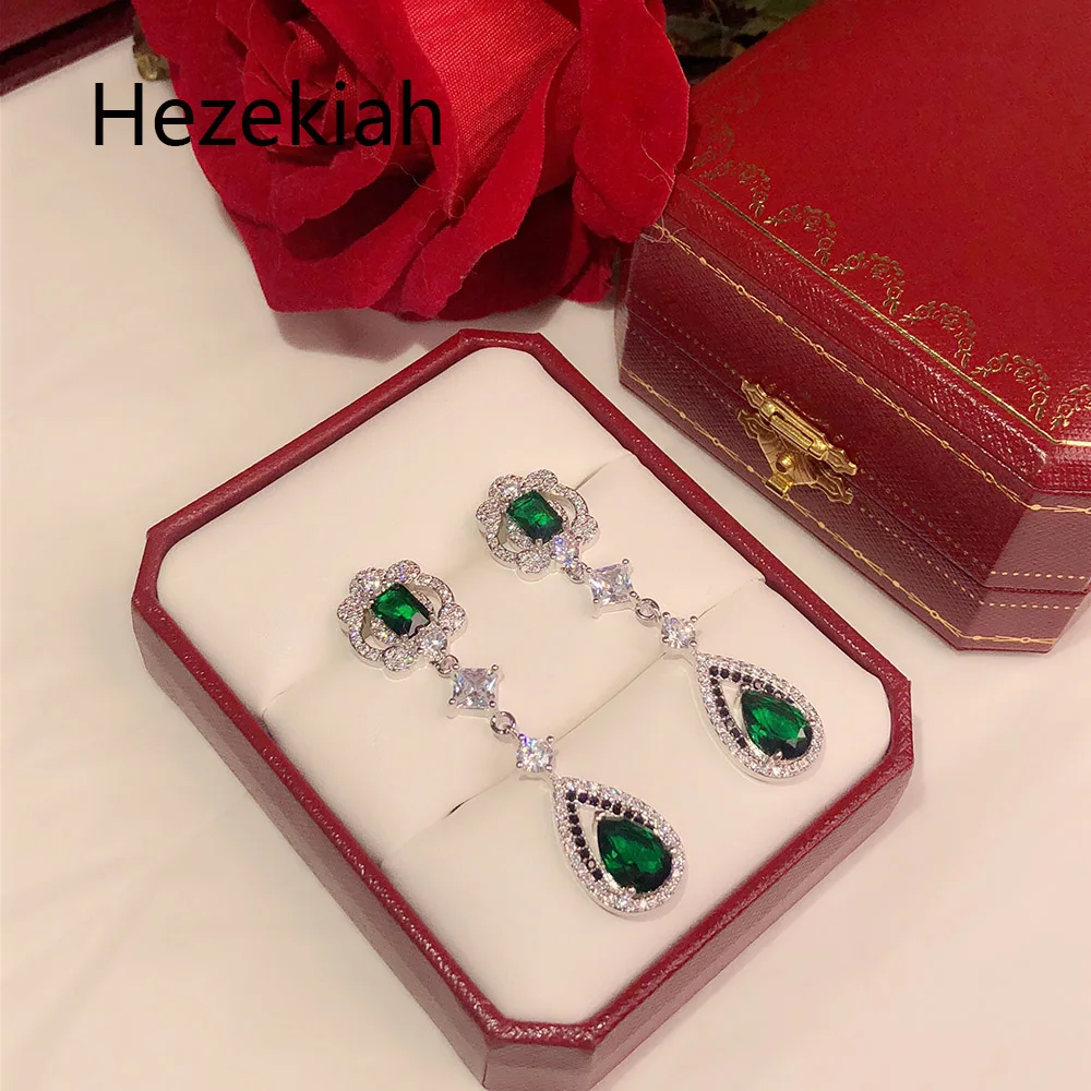Hezekiah S925 серебряные серьги,, Индивидуальные Зеленые женские серьги для танцев, вечерние серьги высшего качества для женщин