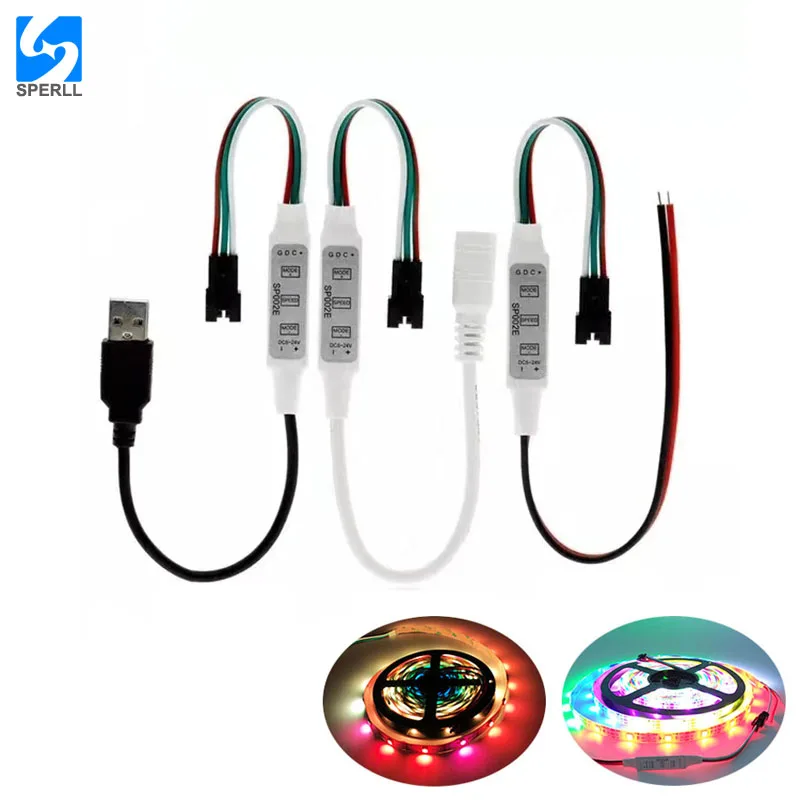 Светодиодный мини контроллер 600px SP002E USB RGB светодиодный с 3 кнопками управления