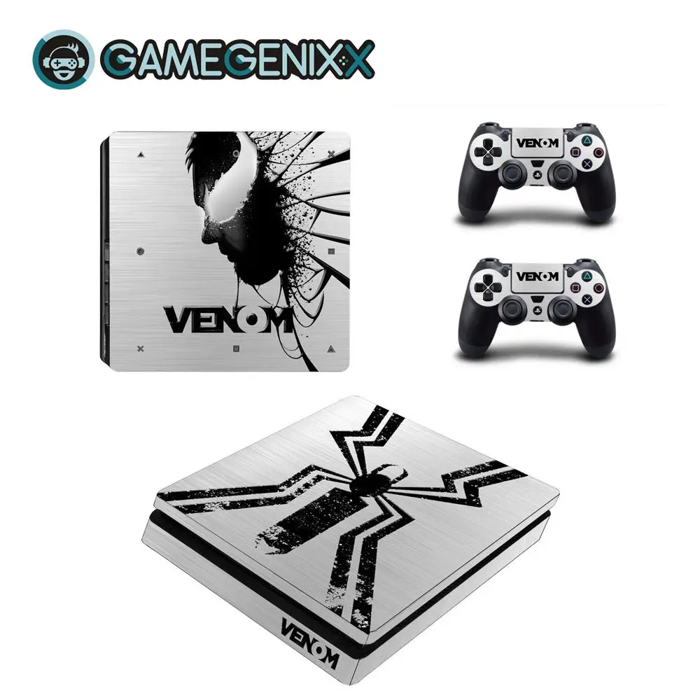 GAMEGENIXX Кожа Наклейка Защитная Наклейка Обложка полный набор для PS4 Slim консоли и 2 контроллеров-Веном