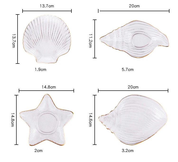 Прямая новая средиземноморская серия стеклянная прозрачная Пномпень Роскошная Ювелирная пластина Хрустальная ракушка Морская звезда посуда