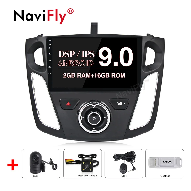 NaviFly ips DSP 4 Гб+ 64 ГБ 9 дюймов Android 9 Мультимедиа автомобильный радиоприемник проигрыватель для 2011 2012 2013- Ford Focus Стерео gps навигация - Цвет: 2-16-Cam-DVR-carplay