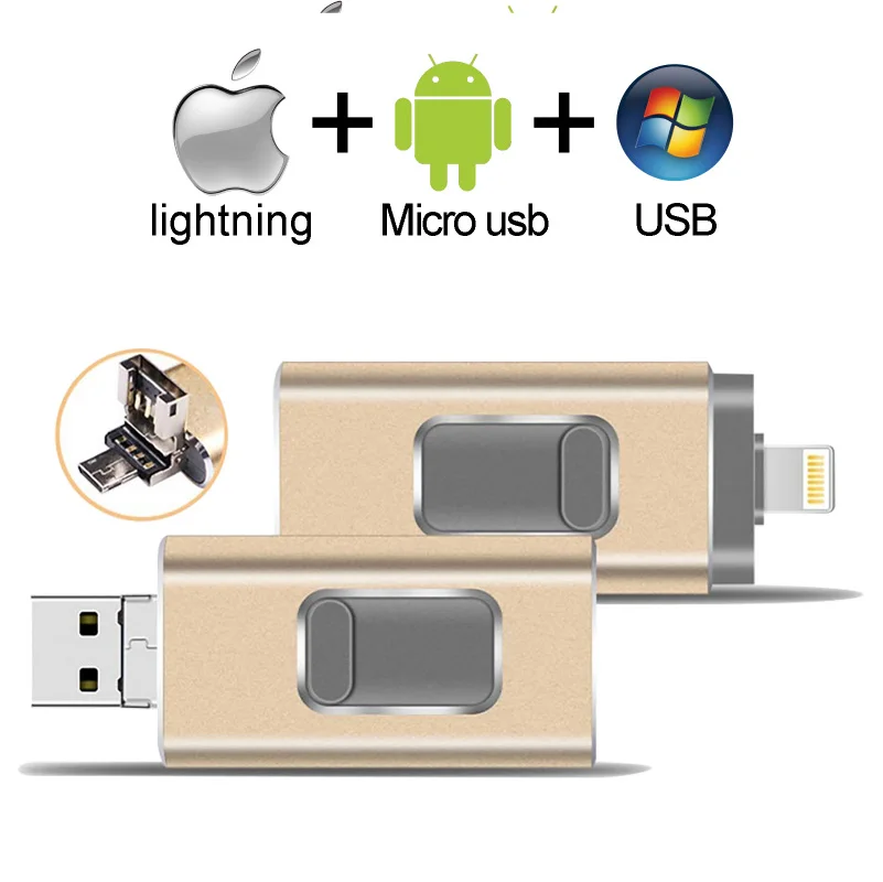 USB флэш-накопитель для iPhone X/8/7/7 Plus/6 Plus/6s/5/SE/ipad металлический флэш-накопитель HD флеш-накопитель 8 Гб оперативной памяти, 16 Гб встроенной памяти, 32 ГБ, 64 ГБ, 128 ГБ флэш-накопитель 256 ГБ