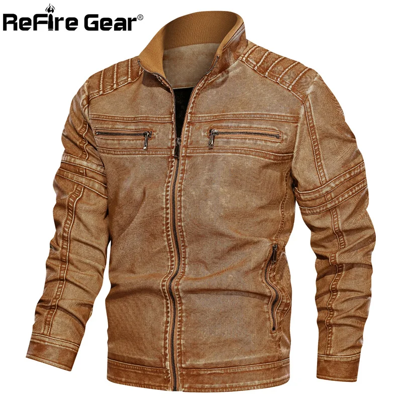 ReFire gear Pilot искусственная кожа военные куртки мужские мотоциклетные Тактические Куртки из искусственной кожи повседневные зимние толстые теплые куртки-бомберы