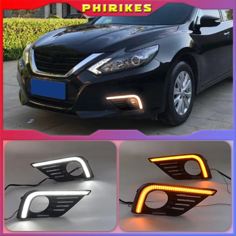 

LED Daytime Running Light Waterproof Car 12V LED DRL fog Lamp with Turn Signal style Relay For Nissan Altima Teana 2017 2018