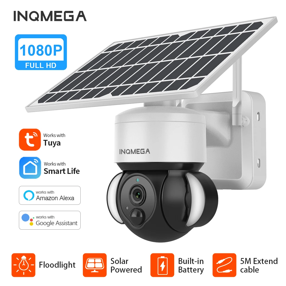 INQMEGA Tuya Solar Camera Wifi HD Outdoor Smart Home Intrusion Alarm Surveillance Waterproof CCTV With Alexa Google | Безопасность и