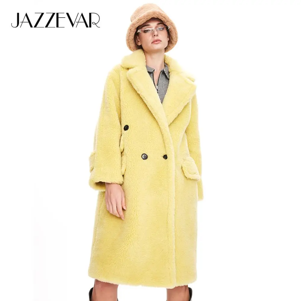JAZZEVAR 2019 Зимнее новое поступление пальто с мехом женская верхняя одежда свободная