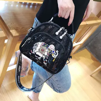 

Trendy sequin bag female 2020 new personality small elephant multi-purpose bag shoulder messenger handbag female luxury bags
