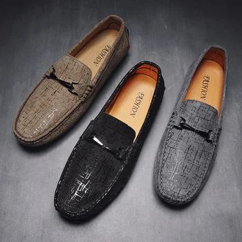 

2020 New Brand Loafers Shoes For Men Gray Khaki Driving Moccasin Mens Fashion Men Slip On Casual Sneakers Luxury Brand Men Shoes