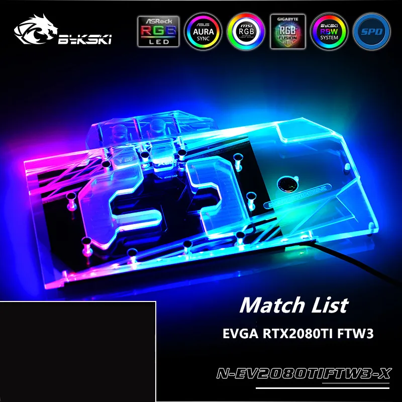 Водяной блок Bykski GPU для EVGA RTX2080TI FTW3 графическая карта MOBO AURA SYNC 12 В/5 В с функцией