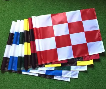 

10pieces/bag Top quality checked nylon golf flags golf waterproof lattice golf flags free shipping