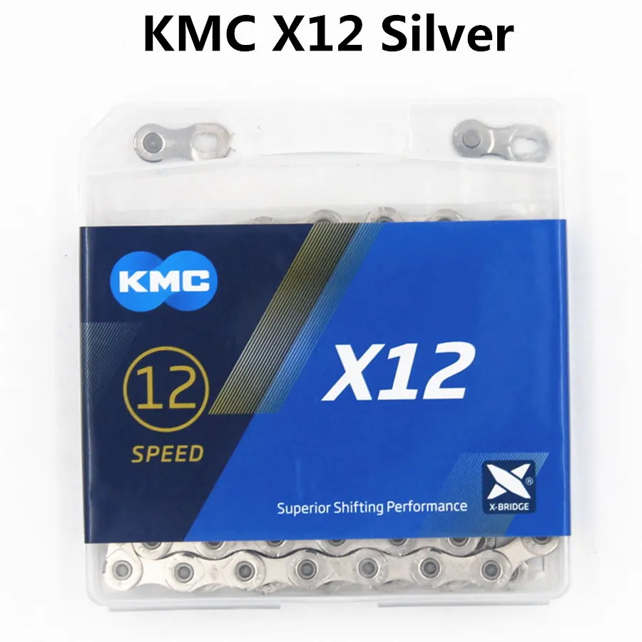 Золотая цепь KMC X12, 12 Скоростей, цепь для горного велосипеда,, X12, серебро, MTB, дорожный велосипед 126л, 12 скоростей, 24 скорости, цепи KMC X12 - Цвет: X12 silver 126L