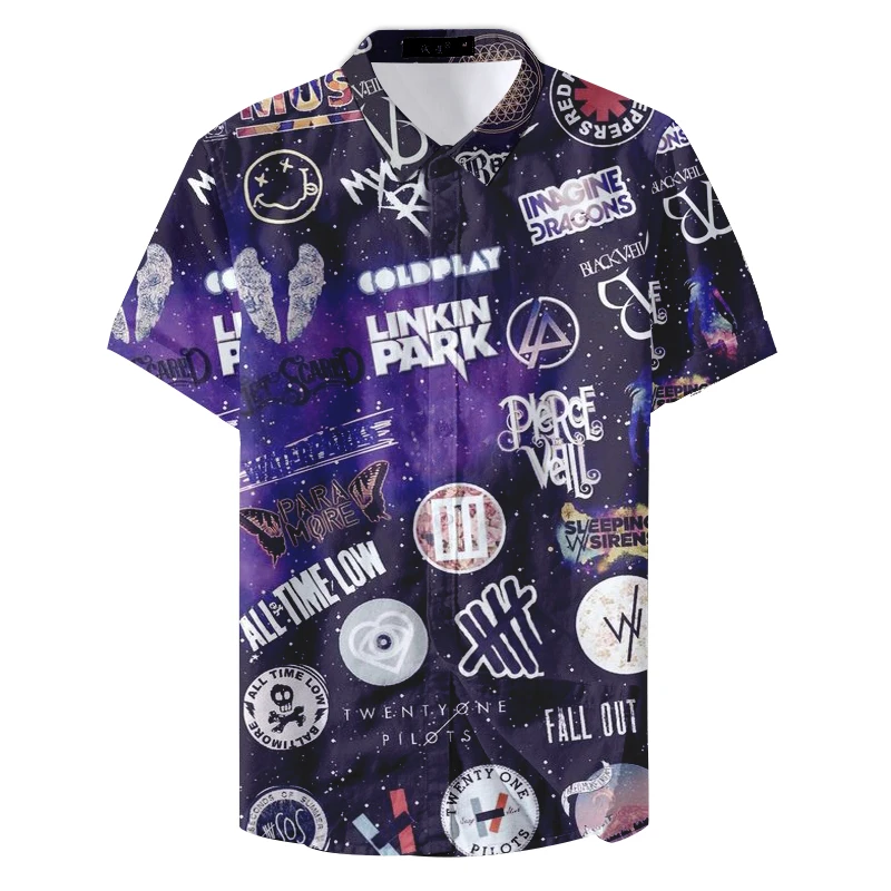 Camisas Casuais Estampada Preta одежда с принтом мужская повседневная рубашка