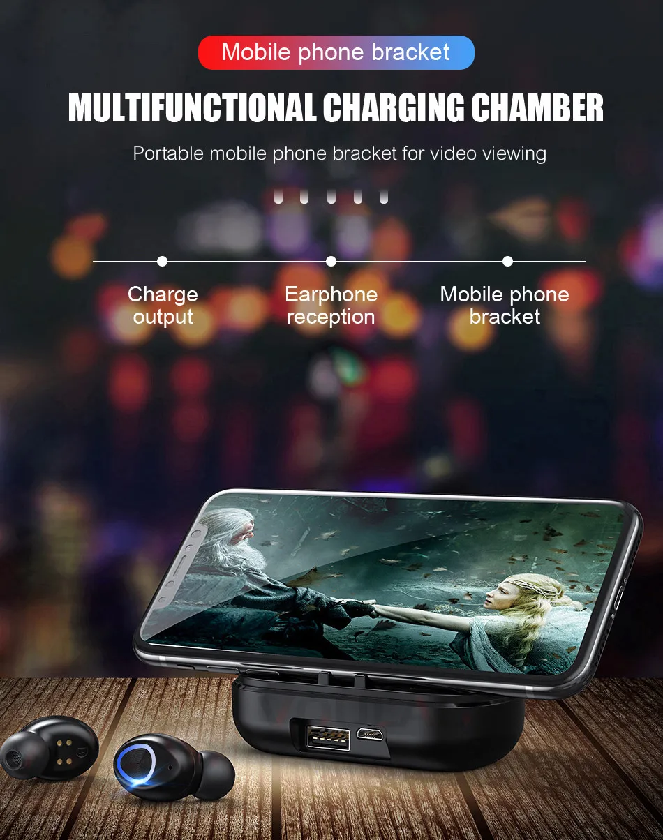 Bluetooth 5,0 беспроводные наушники TWS мини-наушники светодиодный дисплей наушники-вкладыши, беспроводная гарнитура для IOS Android